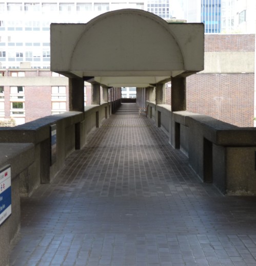 One of the Barbican Estate's many raised walkways or 'pedways'